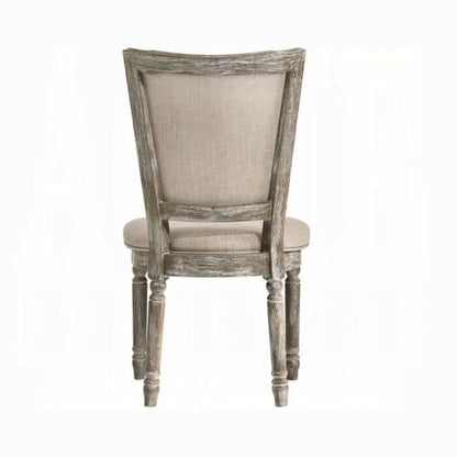 ACME Gabrian Two-tone Beige Fabric Reclaimed Gray Side Chair (Set-2) 60172
