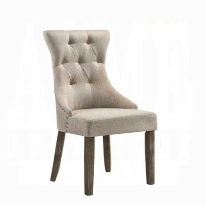 ACME Gabrian Two-tone Beige Fabric Reclaimed Gray Set-2 Side Chair 60173