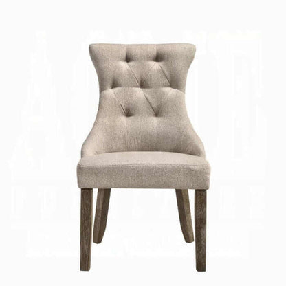 ACME Gabrian Two-tone Beige Fabric Reclaimed Gray Set-2 Side Chair 60173