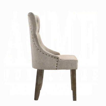 ACME Gabrian Two-tone Beige Fabric Reclaimed Gray Set-2 Side Chair 60173