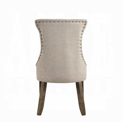 ACME Gabrian Two-tone Beige Fabric Reclaimed Gray Set-2 Side Chair 60173