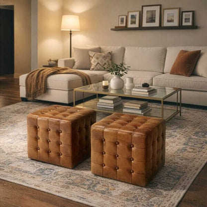 Butler Specialty Leon Brown Leather Ottoman 6165344