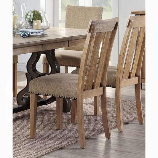 ACME Nathaniel fabric & Maple Side Chair (Set-2) 62332