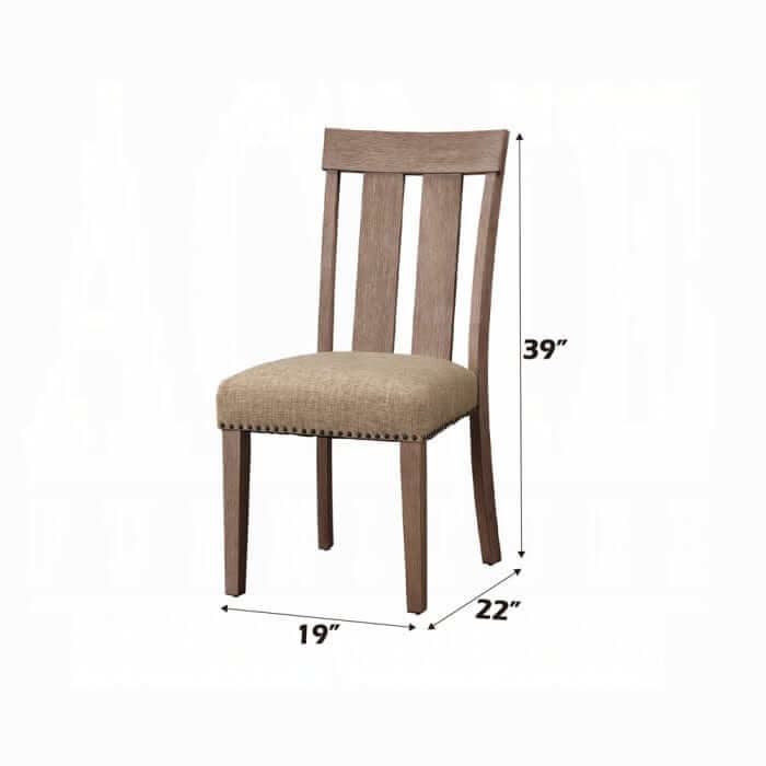 ACME Nathaniel fabric & Maple Side Chair (Set-2) 62332