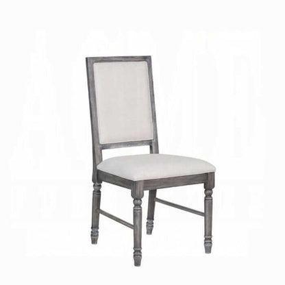 ACME Leventis Cream Linen & Weathered Gray Side Chair 66182