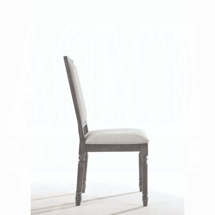 ACME Leventis Cream Linen & Weathered Gray Side Chair 66182