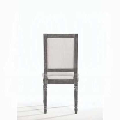 ACME Leventis Cream Linen & Weathered Gray Side Chair 66182