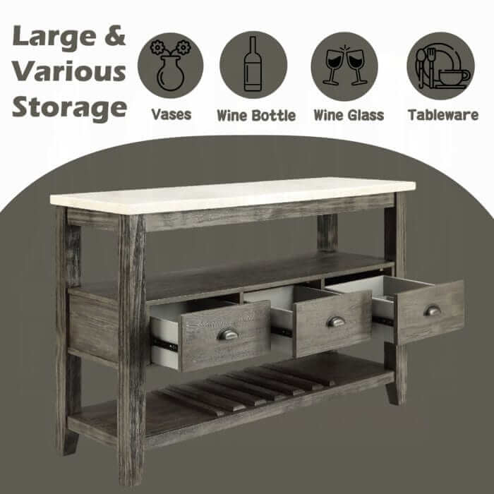 ACME Merel White Marble & Gray Oak Server 70169