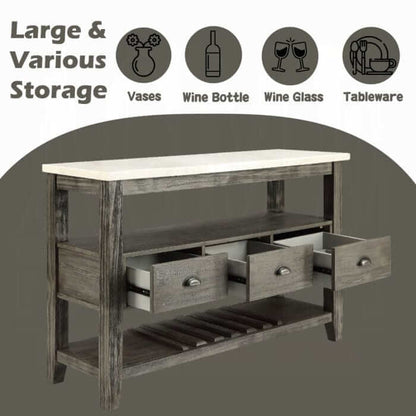 ACME Merel White Marble & Gray Oak Server 70169