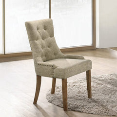 ACME Yotam Beige Fabric & Salvaged Oak Finish Side Chair 77162