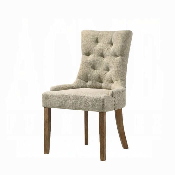 ACME Yotam Beige Fabric & Salvaged Oak Finish Side Chair 77162