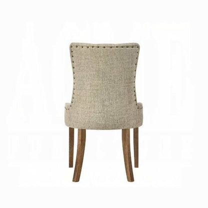 ACME Yotam Beige Fabric & Salvaged Oak Finish Side Chair 77162