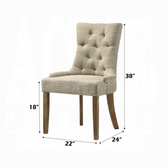 ACME Yotam Beige Fabric & Salvaged Oak Finish Side Chair 77162