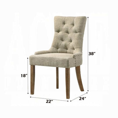 ACME Yotam Beige Fabric & Salvaged Oak Finish Side Chair 77162