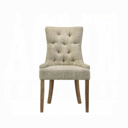 ACME Yotam Beige Fabric & Salvaged Oak Finish Side Chair 77162