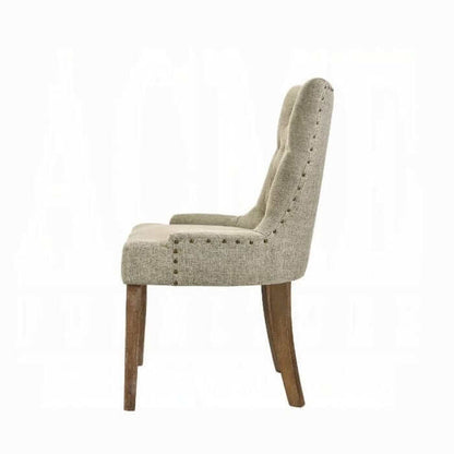 ACME Yotam Beige Fabric & Salvaged Oak Finish Side Chair 77162