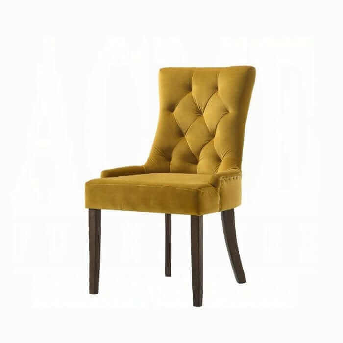 ACME Farren Yellow Velvet & Espresso Side Chair 77163