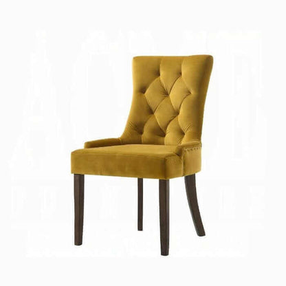ACME Farren Yellow Velvet & Espresso Side Chair 77163