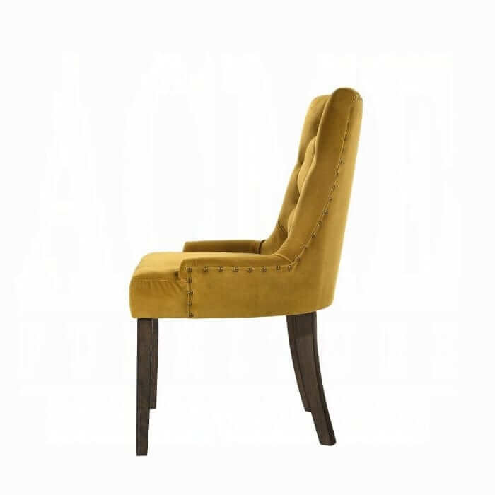ACME Farren Yellow Velvet & Espresso Side Chair 77163