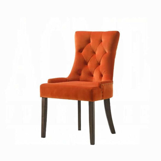 ACME Farren Orange Velvet & Espresso Side Chair 77164