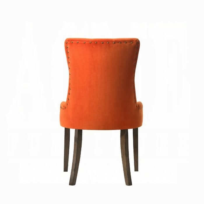 ACME Farren Orange Velvet & Espresso Side Chair 77164
