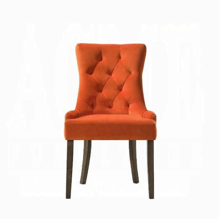 ACME Farren Orange Velvet & Espresso Side Chair 77164