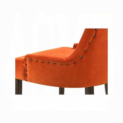 ACME Farren Orange Velvet & Espresso Side Chair 77164