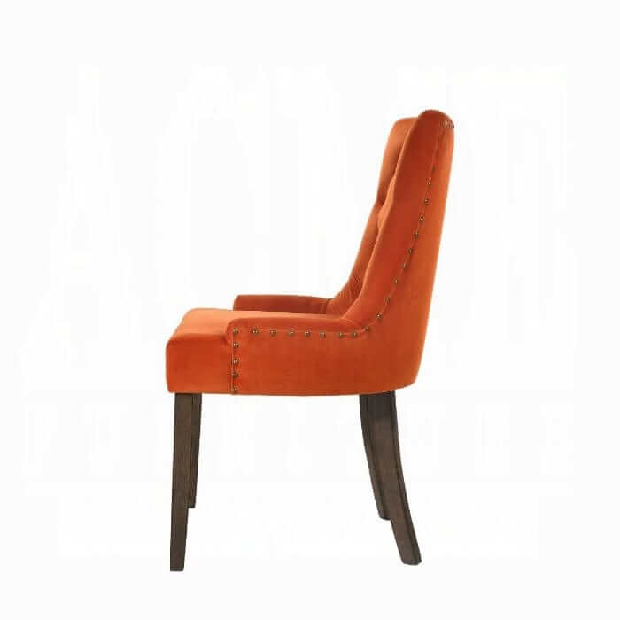 ACME Farren Orange Velvet & Espresso Side Chair 77164