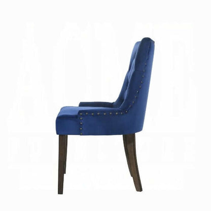 ACME Farren Blue Velvet & Espresso Set of 2 Side Chair 77165