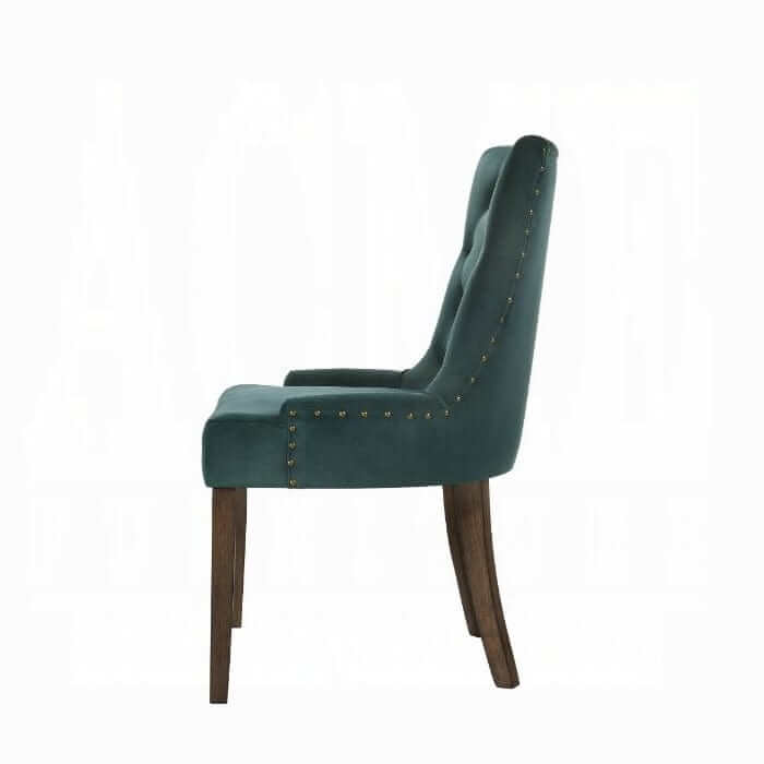 ACME Farren Green Velvet & Espresso Set of 2 Side Chair 77166