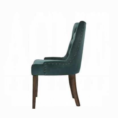ACME Farren Green Velvet & Espresso Set of 2 Side Chair 77166