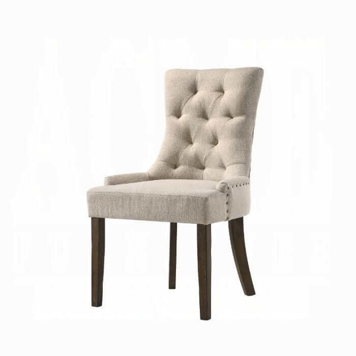 ACME Farren Beige Fabric & Espresso Set of 2 Side Chair 77172
