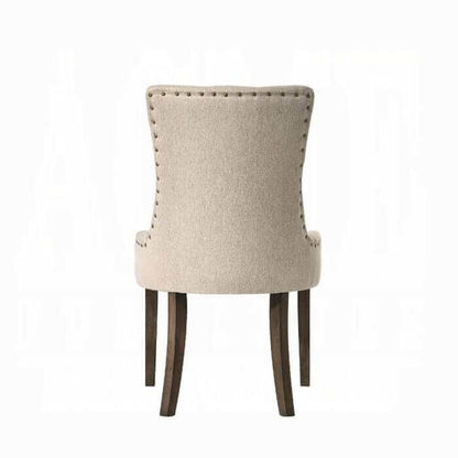 ACME Farren Beige Fabric & Espresso Set of 2 Side Chair 77172