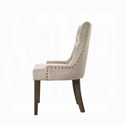 ACME Farren Beige Fabric & Espresso Set of 2 Side Chair 77172