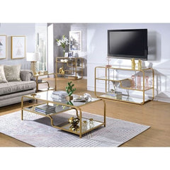 ACME Astrid Gold & Mirror Coffee Table Set ACME-81090-3PC