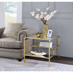 ACME Astrid Gold & Mirror End Table 81092