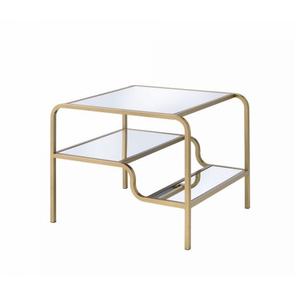 ACME Astrid Gold & Mirror End Table 81092