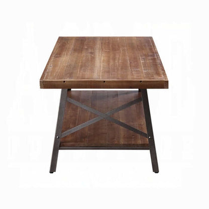 ACME Ikram Weathered Oak & Sandy Black Coffee Table 81175