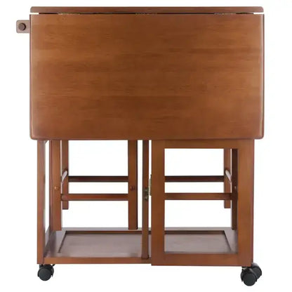 Winsome Wood Suzanne 3-Pc Teak Space Saver with Tuck-Away Stools 39330