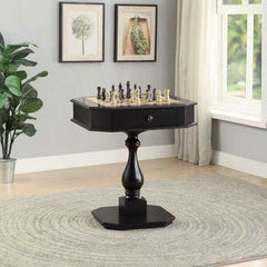 ACME Black Square Bishop Gaming Table with Reversible Game Tray 82846