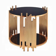 ACME Tanquin Gold & Black Glass End Table 84492