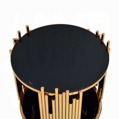 ACME Tanquin Gold & Black Glass End Table 84492