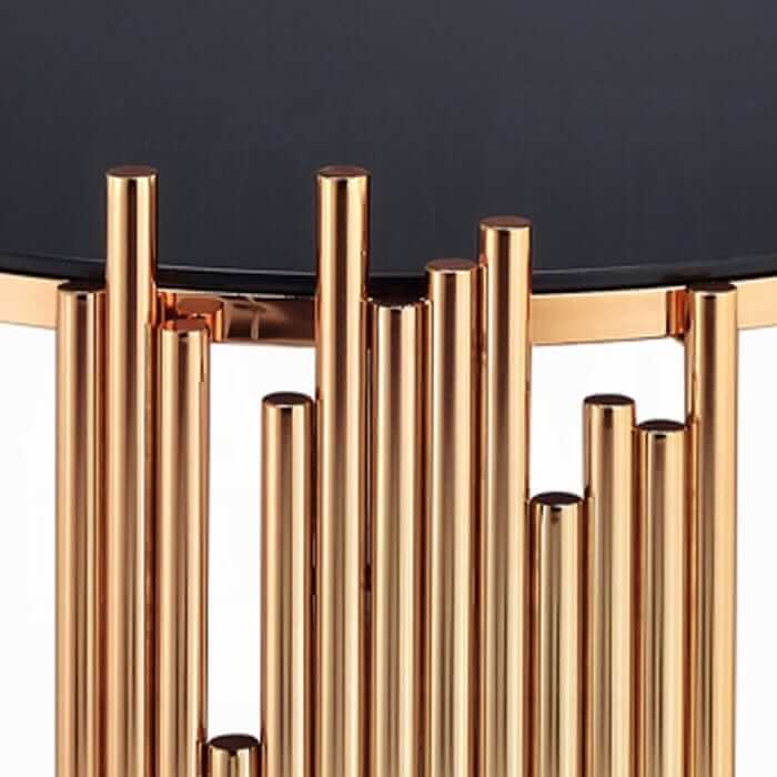 ACME Tanquin Gold & Black Glass End Table 84492