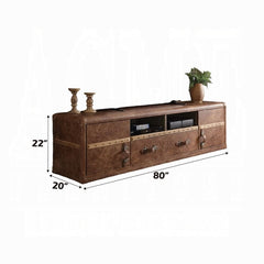 ACME Aberdeen Retro Brown Top Grain Leather TV Stand 91500