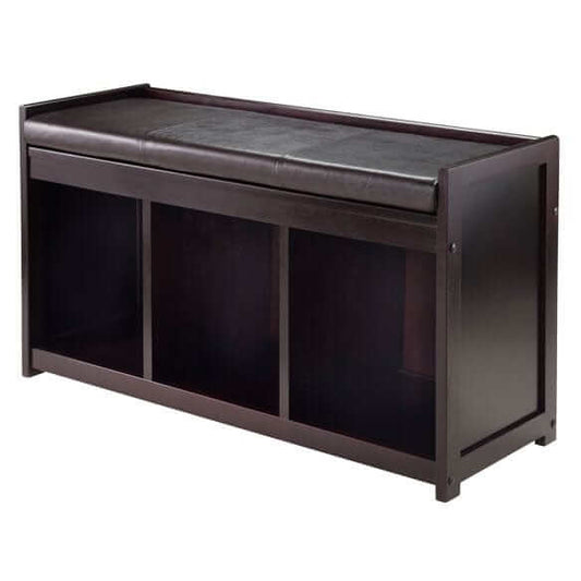 Winsome Espresso Addison 2-Pc Storage Bench with Seat Cushion 92349