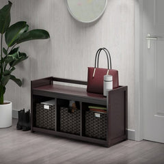 Winsome Addison Espresso & Chocolate 4-Pc Storage Bench w/ Foldable Baskets 92481