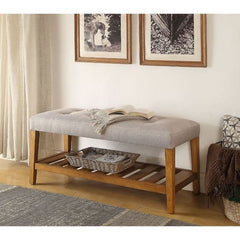 ACME Charla Light Grey and Oak Bench 96680