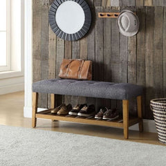 ACME Charla Grey and Oak Bench 96686