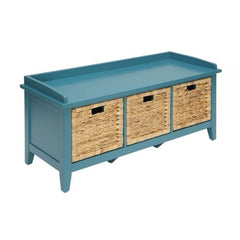 ACME Flavius Rattan & Teal Bench with Storage 96761