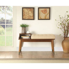 ACME Baptis Beige and Walnut Bench 96774